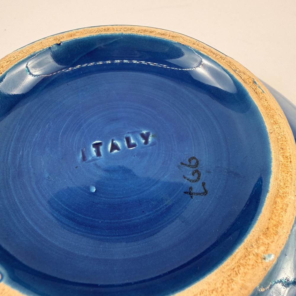 Vintage Bitossi Soraya Thai Silk Ashtray Aldo Londi Italy MCM Pottery Dish 7.5" - Picture 8 of 9
